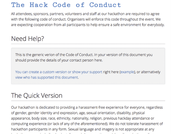 The Hack Code of Conduct